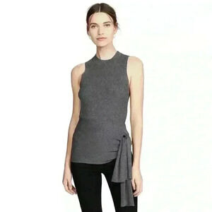 Philip Lim Sleeveless Pullover Tank Tie Hem BLACK Size Medium